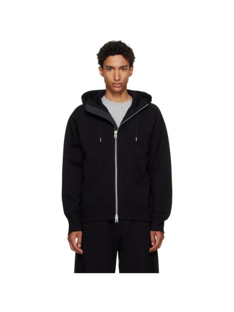 sacai Black Cotton Jersey Hoodie