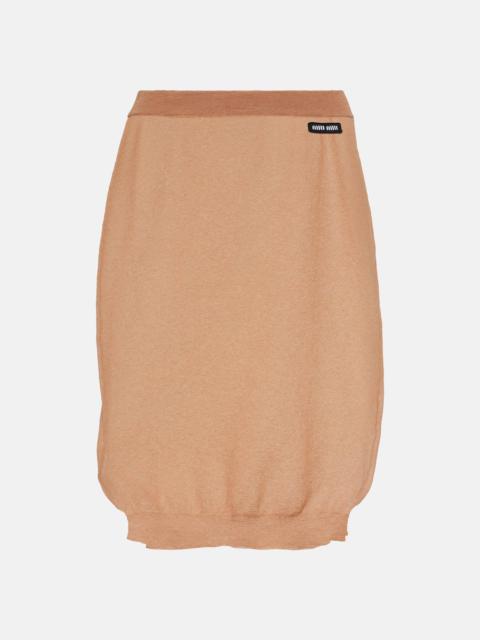Miu Miu Logo knitted midi skirt