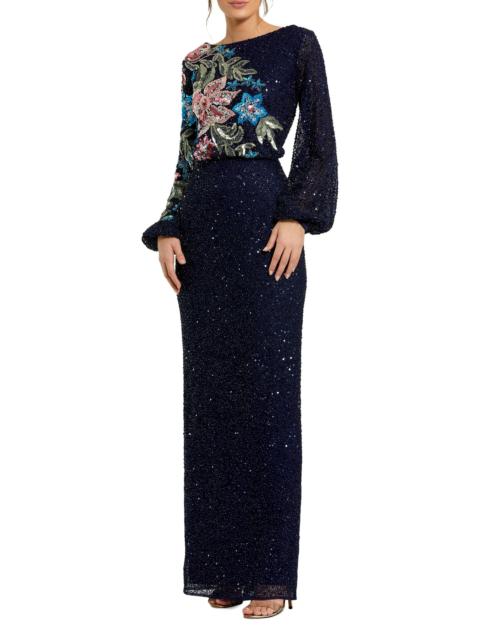 MAC DUGGAL Women's Floral Emellished Gown - Midnight
