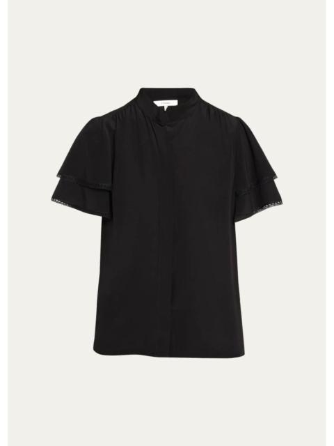 FRAME Arcadia Silk Short-Sleeve Top