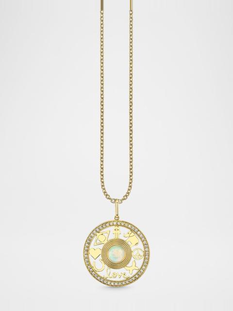 SYDNEY EVAN Open Icon Stone Pendant on Medium Bolita Chain Necklace