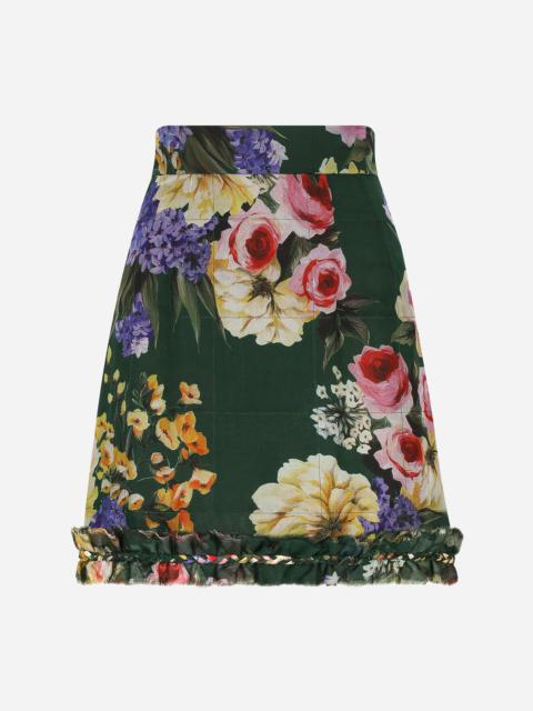 Short garden-print chiffon skirt