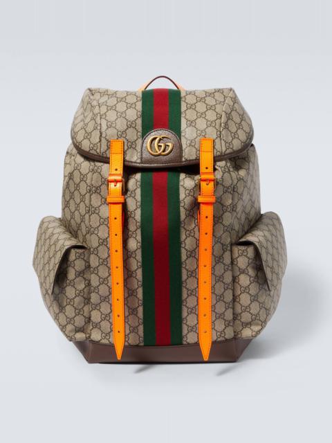 GUCCI GG leather-trimmed backpack