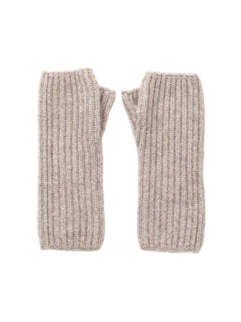 Johnstons of Elgin Ribbed Cashmere Natural Wrist Warmers