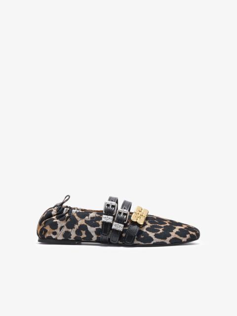 GANNI SUE TRIPLE BALLERINA IN LEOPARD