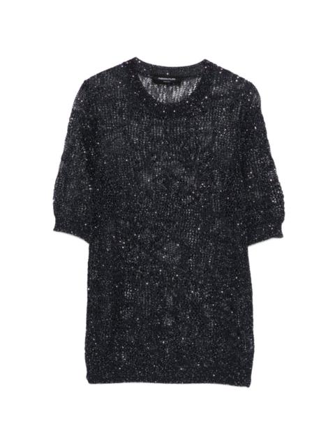 FABIANA FILIPPI open-knit sparkle T-shirt