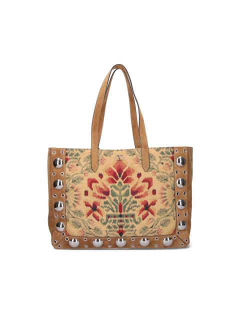 Valentino Nellcôte floral-pattern studded tote bag