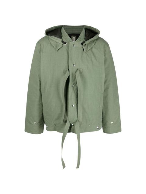 tie-detail hooded jacket