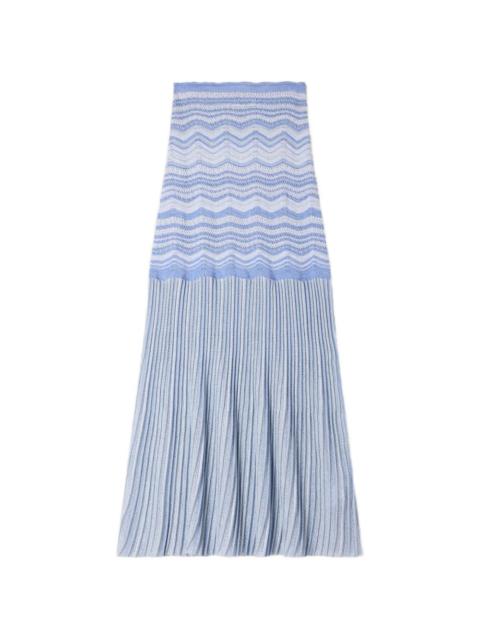 Sandro chevron pleated knitted skirt