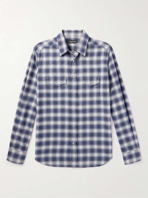 Shadow Checked Cotton-Poplin Western Shirt