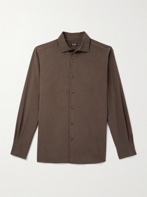 ZEGNA Spread-Collar Mulberry Silk Shirt