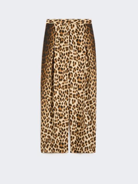 Sportmax Animal-print pure silk trousers - camel