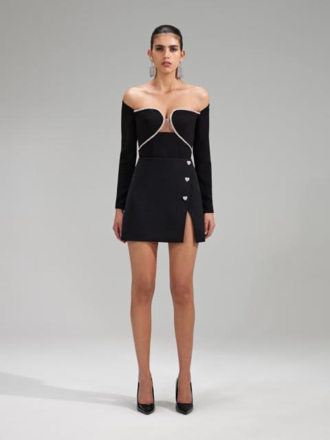 self-portrait Black Off Shoulder Crepe Top