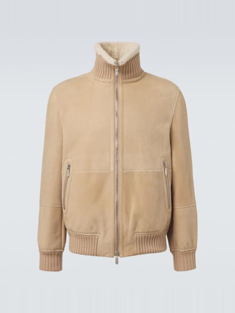 Brunello Cucinelli Shearling-lined suede bomber jacket
