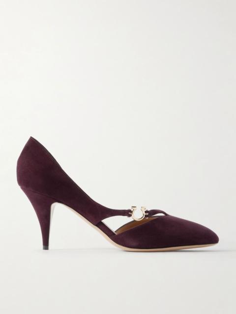 FERRAGAMO Moreen 70 suede pumps Burgundy