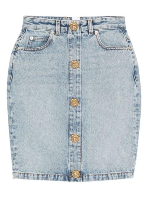 Balmain button-detail denim skirt