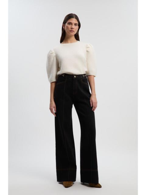 KAREN MILLEN Denim Snaffle Wide Leg Trouser