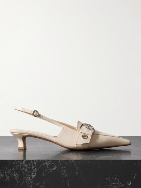 Aeyde Davina Buckled Leather Slingback Pumps
