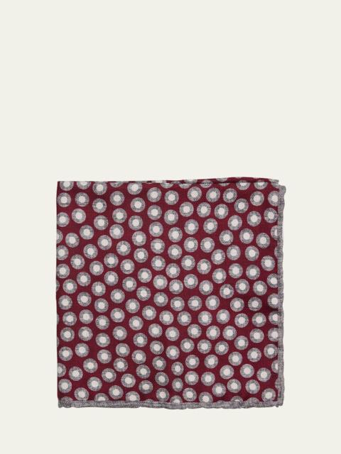 Brunello Cucinelli Men's Silk Geometric Circle Pocket Square