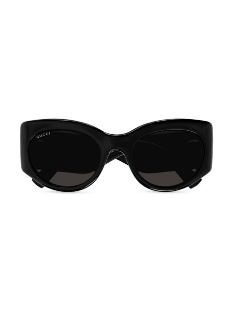 GUCCI Women's Marmont Monocolor 53MM Round Sunglasses - Black Dark Grey
