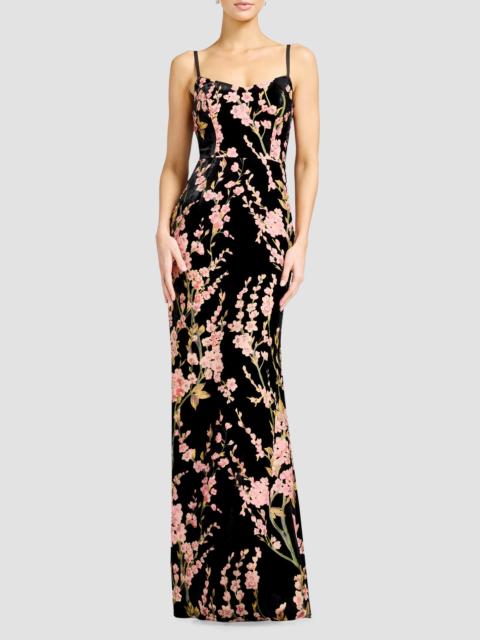 Dress The Population Women's Giovanna Floral Velvet Gown - Black Multi
