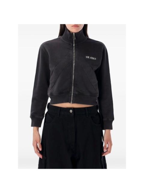 zip-front panelled fleece top