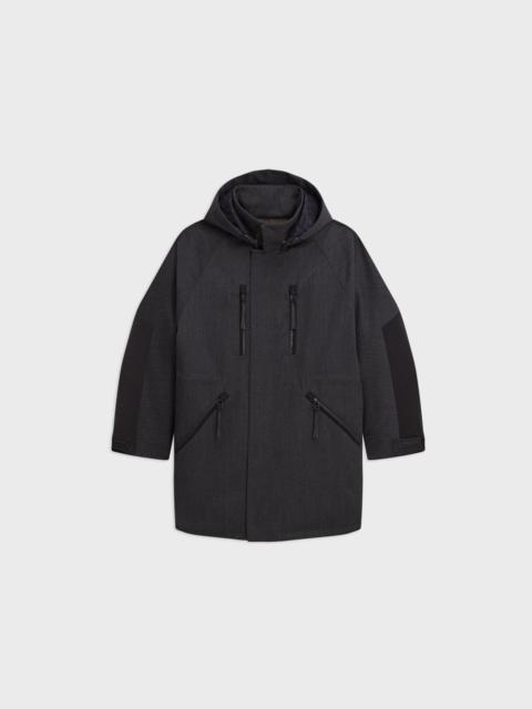 Hooded Parka in Wool-Blend Twill