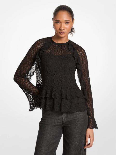 MICHAEL KORS Ruffled Floral Lace Top