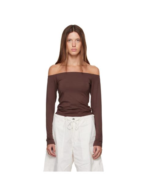 SKIMS Brown Smooth Layers Off The Shoulder Top