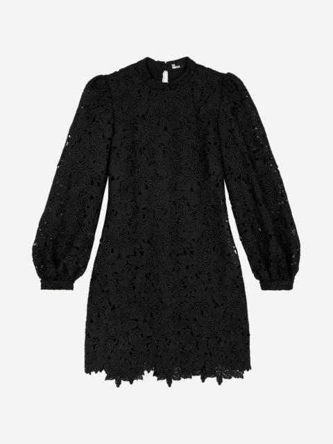 The Kooples SHORT DRESS IN BLACK FLORAL LACE