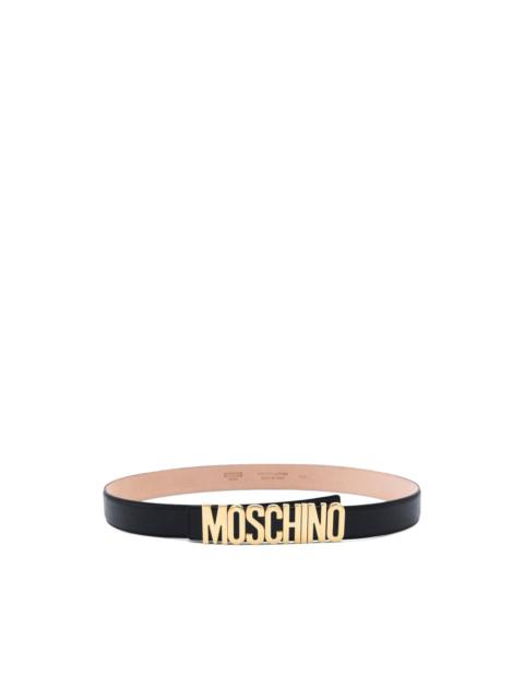 Moschino logo-buckle leather belt