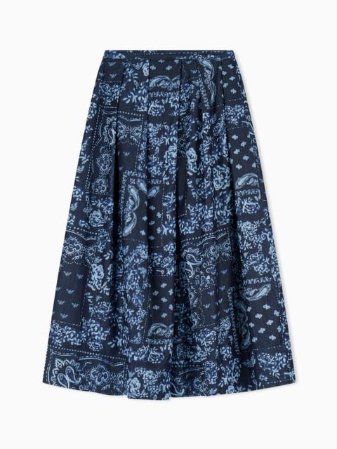 EMPORIO ARMANI BANDANA PRINT CHAMBRAY SKIRT