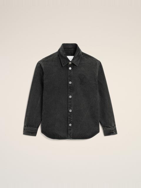 AMI Paris BLACK COTTON KNITTED AMI DE COEUR OVERSHIRT