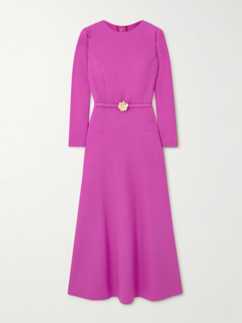 Oscar de la Renta Belted Wool-blend Midi Dress