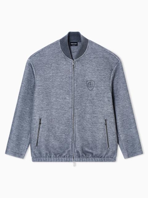 GIORGIO ARMANI BLOUSON IN MODAL AND CASHMERE JERSEY FLEECE