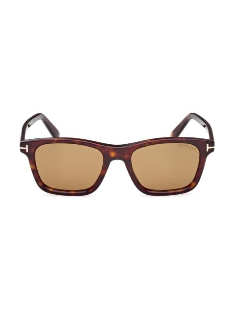 TOM FORD Men's Barron 54MM Square Sunglasses - Dark Havana Yellow