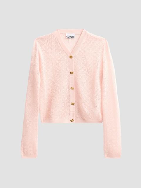 GANNI Women's Pointelle-Knit Cardigan - Pale Lilac