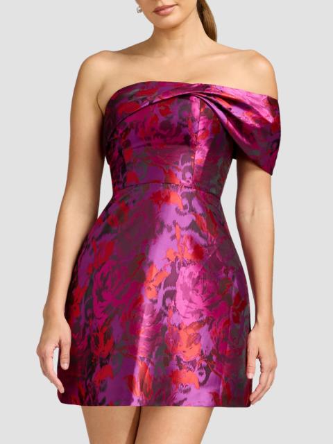 Dress The Population Women's Olive Jacquard Mini Dress - Bright Fuchsia Multi