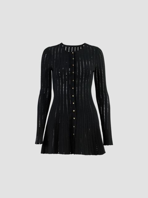 CAROLINA HERRERA Women's Open-Knit Crewneck Cardigan - Jet Black