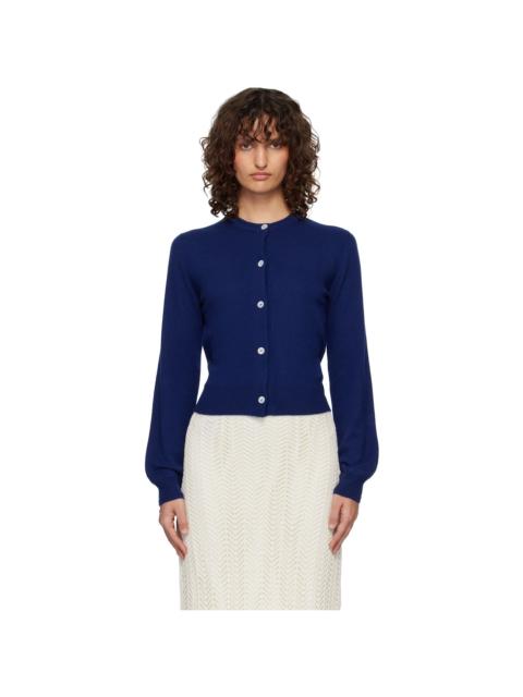 Jil Sander Blue Wool Crew Neck Long Sleeves Cardigan