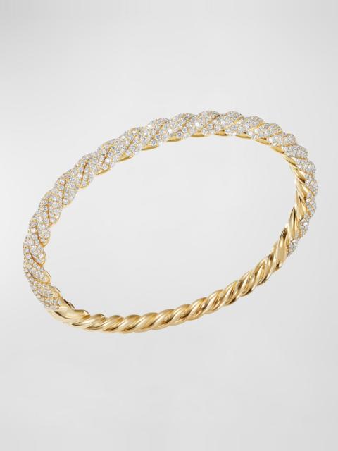 DAVID YURMAN 7mm Stax 18k Gold Diamond Twist Bracelet