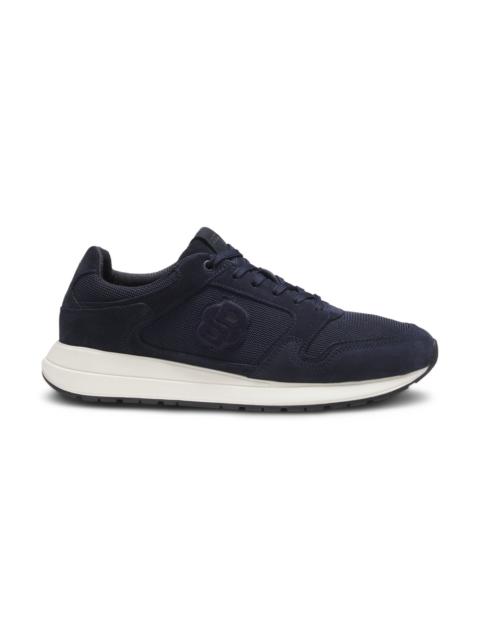BOSS SUEDE-TRIM TRAINERS WITH DOUBLE B MONOGRAM