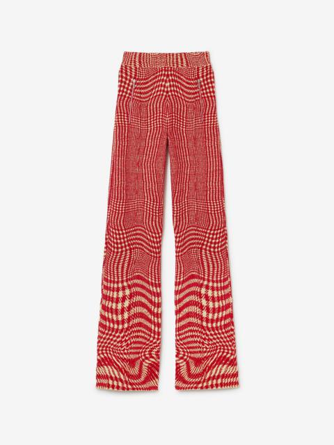 Burberry Warped Houndstooth Wool Blend Trousers