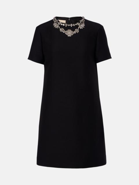 Valentino Crepe Couture embellished wool and silk minidress