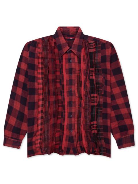 NEEDLES OVER DYED RIBBON SHIRT - RED
