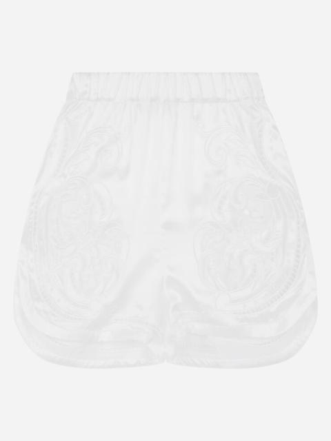 Dolce & Gabbana Embroidered satin shorts