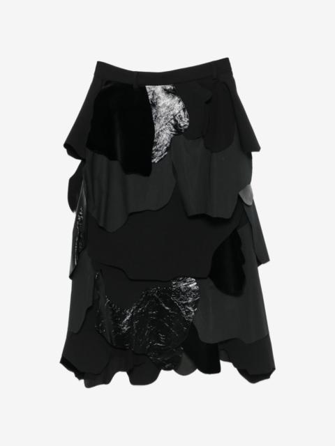 Moschino patchwork-design tiered midi skirt