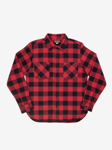 IHSH-244-RED Ultra Heavy Flannel Buffalo Check Work Shirt - Red/Black