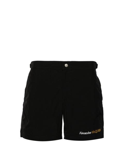 Alexander McQueen logo-embroidered swim shorts
