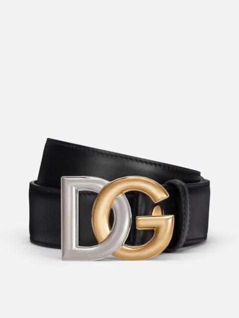 Dolce & Gabbana Calfskin belt with double-plated DG logo